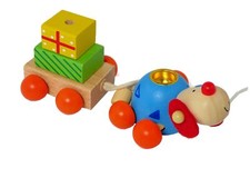 Bieco® Gebutstagszug aus Holz 12x6x5 cm Katze Hund Schildkröte oder Marienkäfer