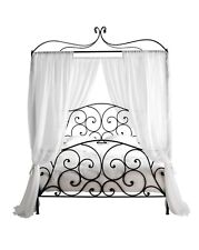 Bettgestell Dunkelbraun Metall Doppelbett + Lattenrost + Matratze + Vorhänge