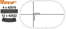 Roco H0 Gleisset Roco Line mit Bettung 16-teilig (117,6 x 71,6 cm) - NEU