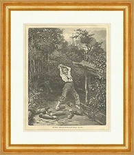 Alle Neune W. Zimmer Kind Spiele Kegeln Kugel Garten Freude Holzstich E 14356