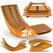 CASARIA® 2x Gartenliege Sonnenliege Holz Wetterfest Schaukelfunktion Garten