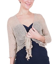 Damen Übergröße Strickjacke Häkel Bolero Achselzucken Krawatte an der Taille Fischnetz Größe 16-28
