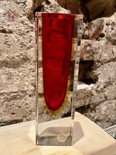 Murano Glas Blockvase Sommerso Vase mit Etikett Flavio Poli Mid Century