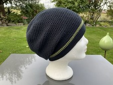 Beanie Häkelmütze Long Beanie,Baumwolle,Schwarz