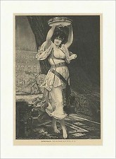 Türkische Tänzerin Cot Tamburin Bauchtanz Mode Barfuss Teppich Holzstich E 14526