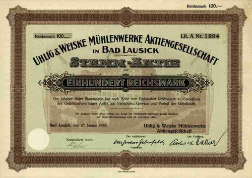 Uhlig weiske mühlenwerke - mühlenwerke, ag