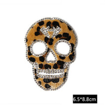 Leo Totenkopf Glitzer Patches