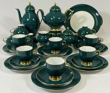 FÜRSTENBERG FÜRSTIN Service TEE- und KAFFEESERVICE f. jeweils 6 Pers GRÜN-GOLD 