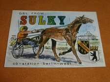 Sulky Pferderennsport Pferderennen Jockey Pferd CB Funk Station Karte QSL Berlin