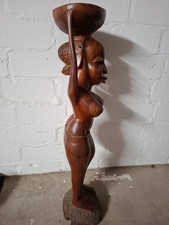 Afrika Figur Frau trägt Wasser sehr alt Ebenholz 86 cm Skulptur antik