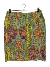 BOGNER High Waist Rock Damen Rock Gr. DE 46 blassgelb-türkis-rot Casual-Look