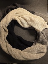 Knottenwolle Ecopuno Streifen Schal Wolle  Handmade Grau Weiß Schwarz 