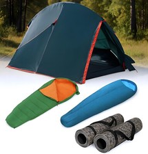 Campingzelt 2 Personen komplett mit Schlafsack und Camping Matte, Festival Zelt