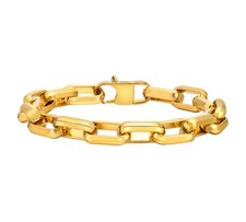 HERREN GLIEDER ARMBAND EDELSTAHL GOLDFARBEN HOCHGLANZ BIKER 23 CM