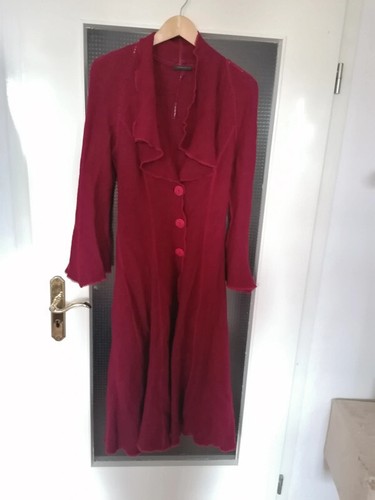 Woll mantel lang dunkel rot - woll,