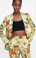 ZARA Blogger Zweiteiler♡Blazer♡Hose♡Bluse♡ ♡Set♡Blumen♡Zweiteilig♡Anzug♡M 36 38