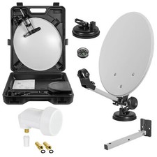 MEGASAT Digitale Camping SAT Anlage Schüssel + Single LNB Koffer Mobile Saugfuss