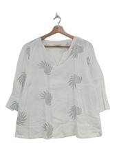 BACKSTAGE Leinenbluse Damen Bluse Gr. DE 38 weiß Casual-Look