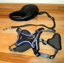 hundeleinenset -flexleine + geschirr - schwarz - gr.s - gebraucht