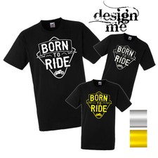 T-Shirt mit Spruch Born to ride Motiv Gold Silber Shirt Motorrad Biker Geschenk