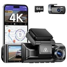 AZDOME 2CH Dashcam 5G WiFi GPS Dashboard Kamera Recorder 4K+1080P Parkmodus 64GB
