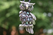 P64 Perlmutt Perlen Schmuck Anhänger Antikschmuck Collier Schnur Kette Eule bghf