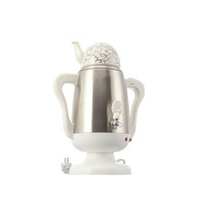 Samowar Elektrisch 3,5L Teekanne, Türkischer Tee-Kocher Edelstahl ，weiß