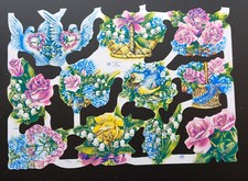 Glanzbilder Bogen MLP  1611 Vögel Blumen Tauben Rosen mit Glitzer