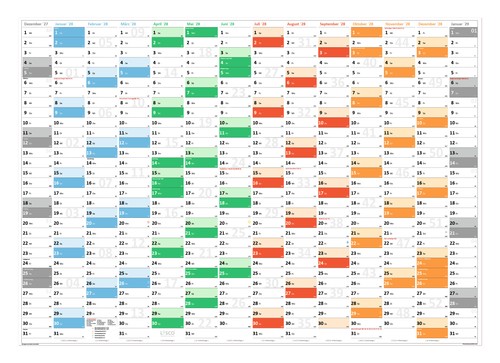Rainbow wandkalender din - din, a0