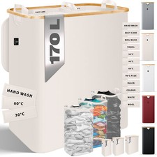 RETOURE Wäschekorb mit Deckel faltbar Wäschebox Wäschetruhe Wäschetonne 170L