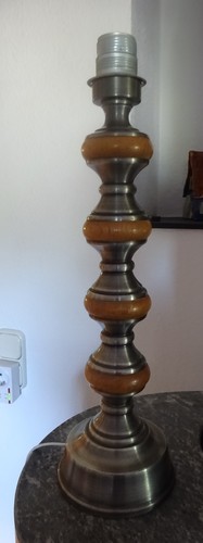 Vintage lampe gedrechselt holz - lampe,