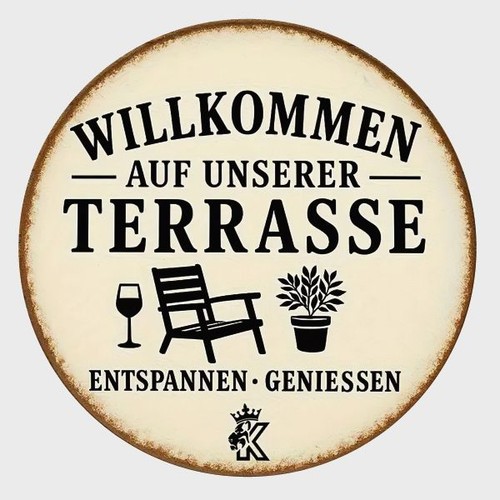 Blechschild rund willkommen - blechschild,
