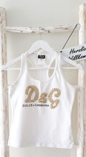 orig ★ DOLCE & GABBANA ★ Top M eher DE 36 weiss / goldene Pailetten TOP