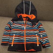 Kinder Winterjacke 128 blau mit Streifen gefüttert  mit Reflektoren von Topolino