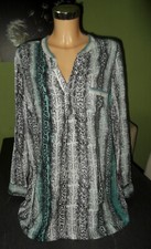 Gr. 50 Open End Hamburg Lang Arm Hemd Bluse Tunika Oberteil Shirt 100% Viskose