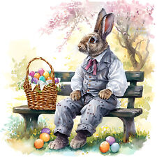 Wandbild Osterhase Bank