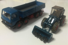 1:87 Wiking Bau Mercedes vier 4 Achser LKW Radlader Mulden Kipper enzian blau