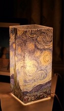 Sternennacht Van Gogh Milchglas gelb Tischlampe Handarbeit Geschenk Decoupage II