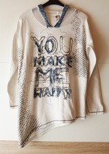 TREDY, Langarm-Kapuzen-Sweatshirt , Gr. 1 (38/40),  creme jeansblau