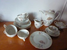 Tirschenreuth Bavaria Porzellan Tee Service Blumen Goldrand 6 Pers. TOP