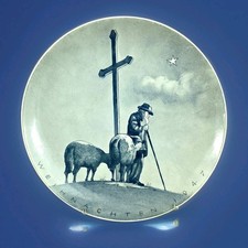 K2034 KPM Berlin Weihnachtsteller 1947, Schäfer vor einem Kreuz, 1.Wahl, D=19cm