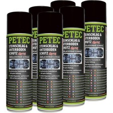 6x 500ml PETEC STEINSCHLAG & UNTERBODENSCHUTZ KAUTSCHUK SCHWARZ SPRAY ROSTSCHUTZ