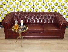 Vintage Chesterfield Stil 3 Sitzer Couch 220cm oxblood red 70er Jahre Sofa Retro