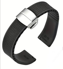 Ersatz Premium Swiss Uhren Armband FKM Kautschuk Black Schwarz 20mm Neu S