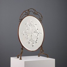 Antiker Tischspiegel Bronze Glas Dekorationen des XX Jhs Originell