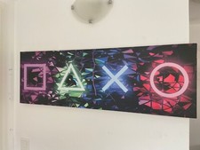  AKUSTIKBILD LEINWAND 120x40cm - Motiv "Neon Geometry" - Schallabsorber