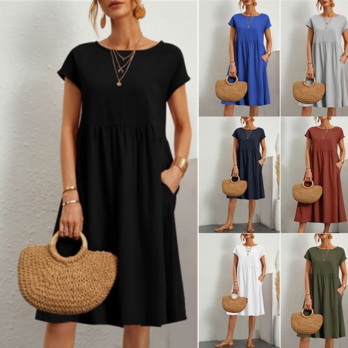 Damen leinen maxikleid - maxikleid, mit