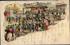 Litho Schützenfest, Magdeburg Buckau, Schießbude, Karrussel, Haut... - 10480246