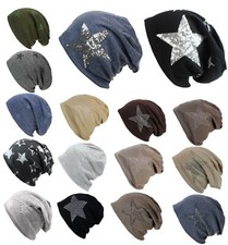 GOGO klassische Slouch Unisex Long Beanie Muetze mit Stern Strass 17110