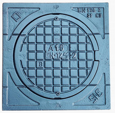 Quadratischer gusseiserner Kanaldeckel A315 mit Schachtring